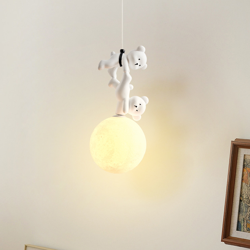 Baby Nursery Light Fixture - 女の子と男の子のためのクマの形をしたペンダントランプ,レジンのクマ,寝室の吊り下げライト,赤ちゃんと男の子のための設置