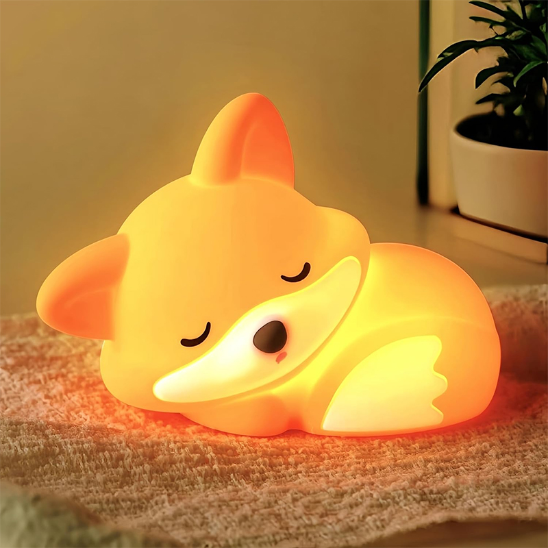 Baby Nursery Equipment - かわいいキツネの動物ナイトライトシリコン保育園用睡眠ランプタッチコントロールナイトライトUSB充電式テーブルランプ赤ちゃん子供用