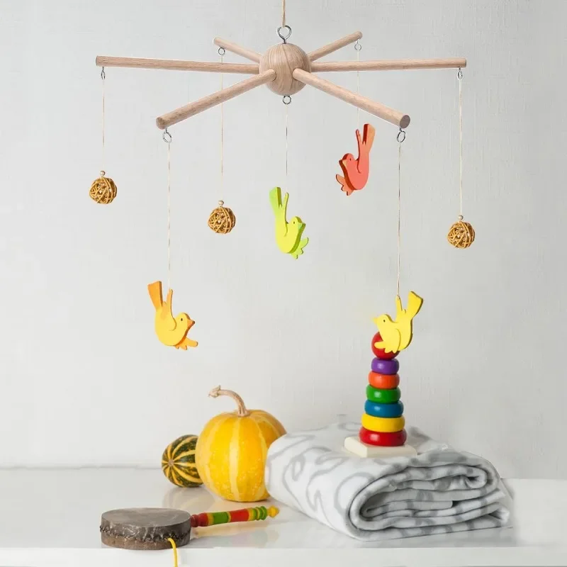 Baby Nursery Equipment - ベビーベッド用DIYモバイルキットフレーム1セット、装飾用天然木製ウィンドチャイム、幼児の男の子と女の子のための家の保育園用ハンガー
