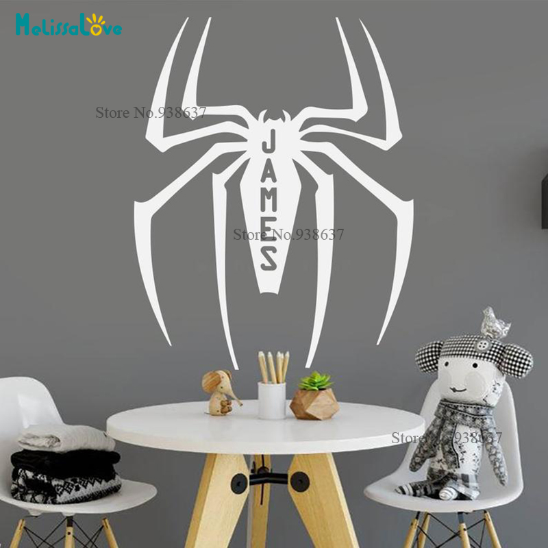 Baby Nursery Themes Boy - スパイダープルオーバーの動物のテーマのウォールステッカー,クールな男の子の部屋の壁紙,子供部屋の装飾,家の装飾,ba061
