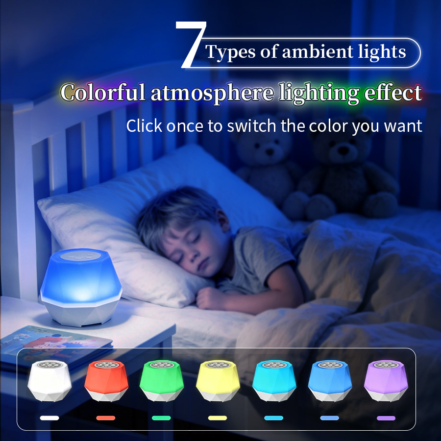Baby Nursery Egg Light - 7 色ホワイトノイズ機能ナイトライトベビー睡眠スーザー 10 自然音充電式タイマー保育園ベッドサイドランプキッズギフト