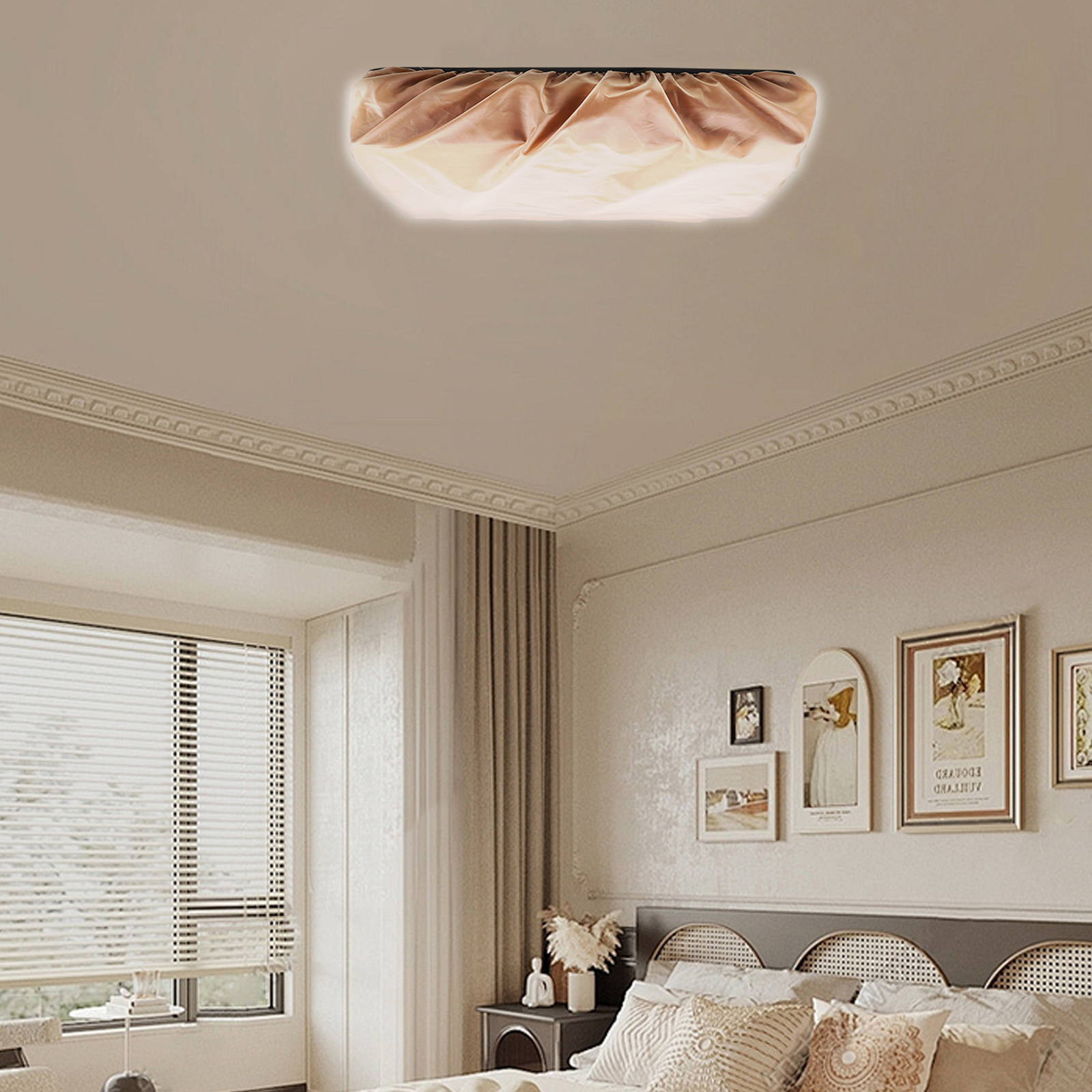 Baby Nursery Light Fixture - 正方形の白い布製ランプシェード、赤ちゃんの保育室や寝室の天井照明用の防眩ディフューザー、柔らかな光の照明器具カバー交換品