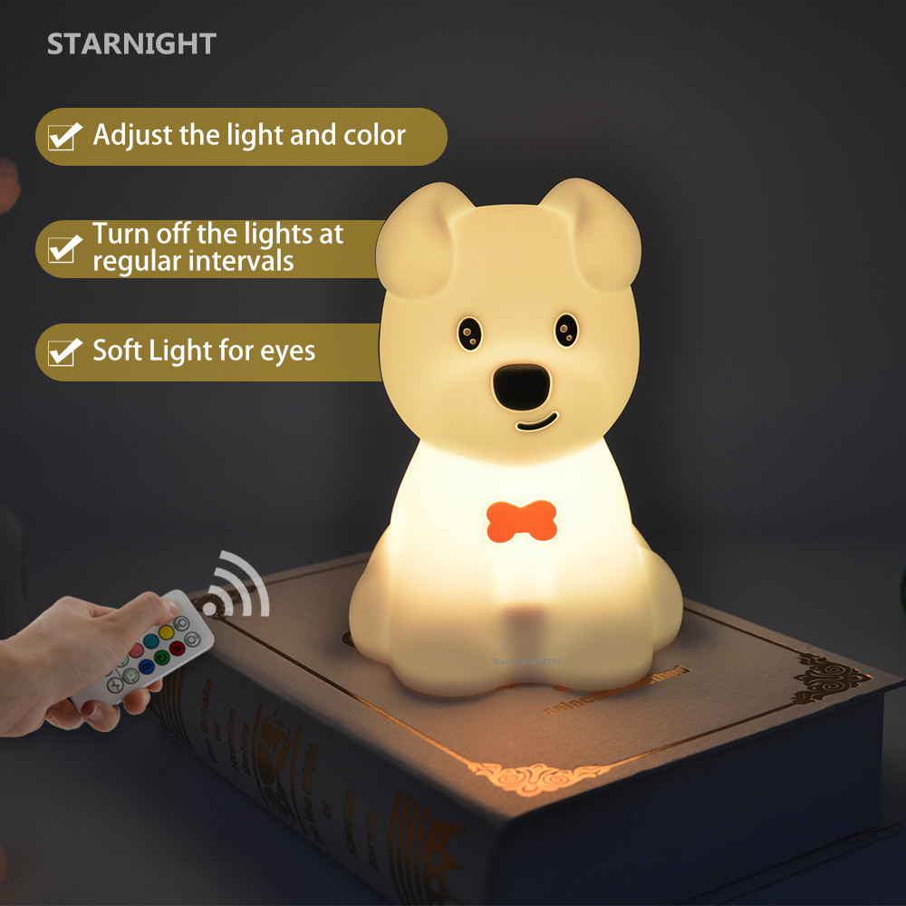 Baby Nursery Egg Light - 充電式シリコン犬用LEDナイトライト,タッチセンサー,リモコン,9色,調光可能タイマー,子犬用ランプ,子供,赤ちゃんへのギフト