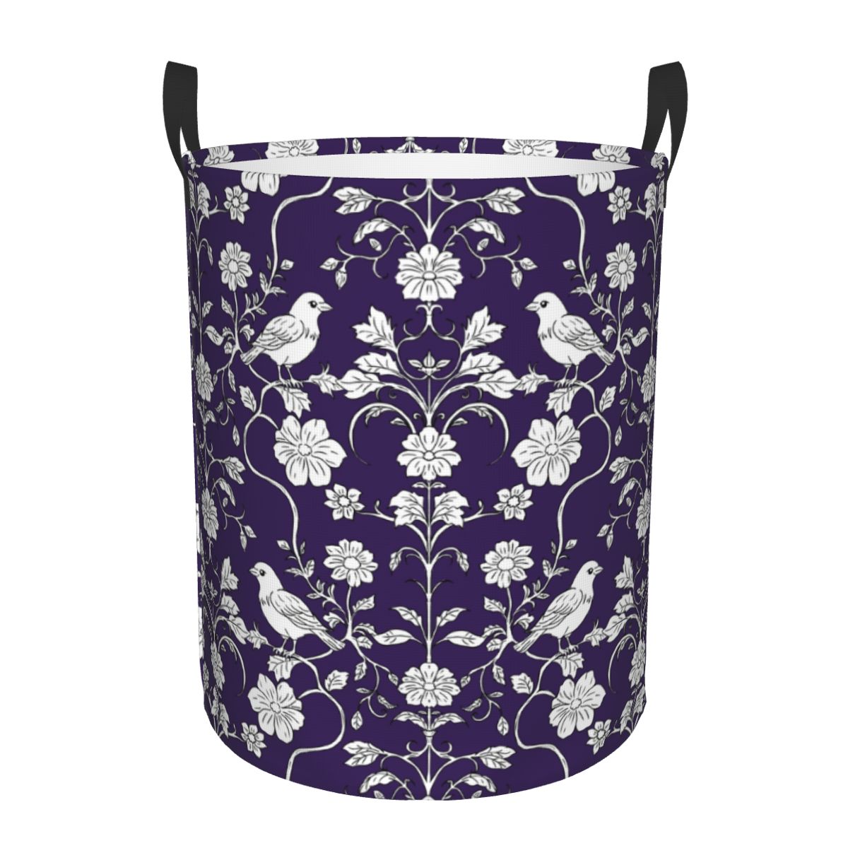 Baby Nursery Laundry Basket - 鳥と花柄のランドリーバスケット、折りたたみ式ベビーハンパー、保育園のおもちゃオーガナイザー収納ビン
