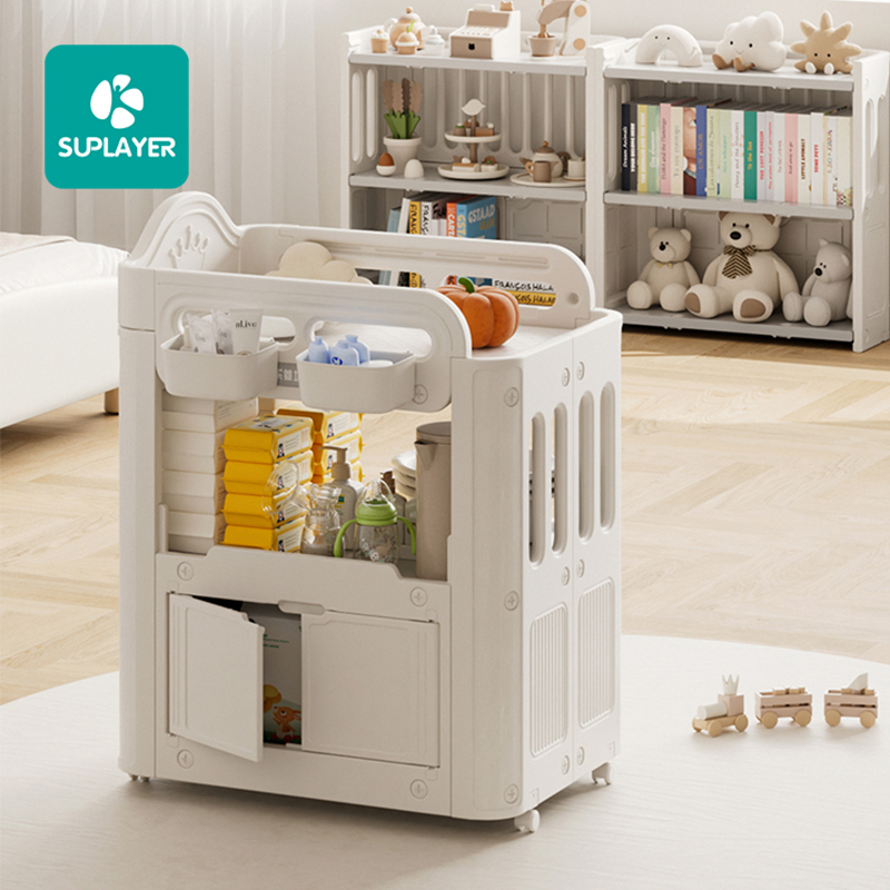 Baby Nursery Crib - オールインワンベビーおむつ交換台 3in1 調節可能なおむつ交換台兼用ベビーベッド＆本棚 究極の省スペースベビー部屋家具