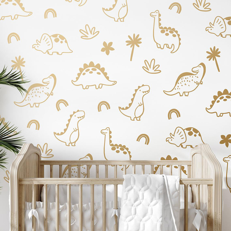 Baby Nursery Furniture - 恐竜の木の形をしたウォールステッカー,熱帯雨林のステッカー,赤ちゃん,子供部屋のビニール