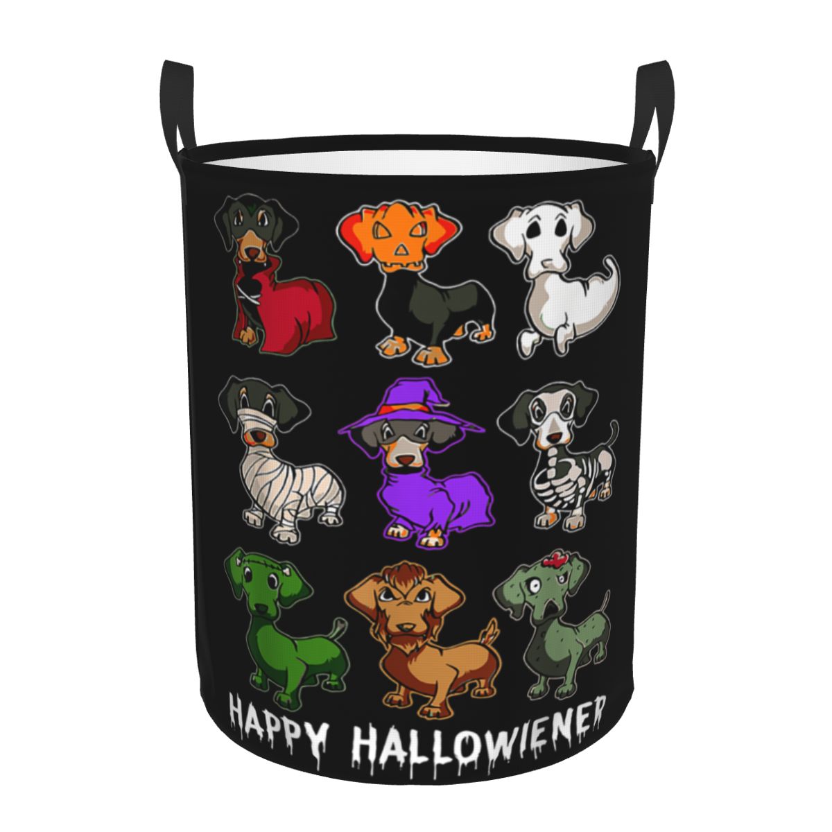 Baby Nursery Laundry Basket - ハッピーハロウィン 面白いダックスフント ハロウィンランドリーバスケット 折りたたみ式ベビーハンパー 保育園のおもちゃオーガナイザー収納ビン