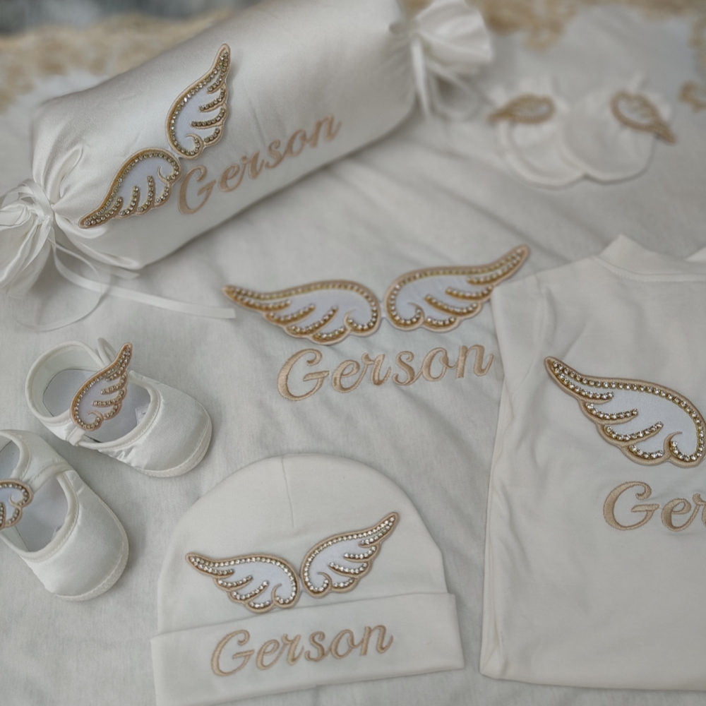 Baby Nursery Uniform - 新生児用無地クリスタルアングルウィング付きロンパース,女の赤ちゃんの服,キャンディー枕,ボディスーツ,毛布,保育園の装飾,6個