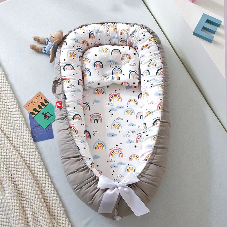 Baby Nursery Crib - ベビーネスト 共同睡眠用 新生児ラウンジャー コットン 通気性 調節可能なベビーベッド