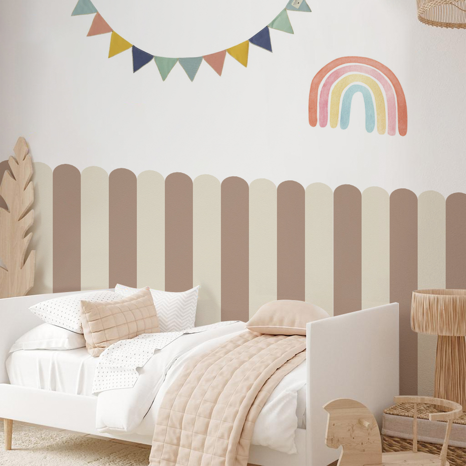 Baby Nursery Wall Art - マルチカラー縦ストライプアーク壁紙保育園子供壁アートキッズルームリビングルーム家の装飾防水ピールアンドスティック