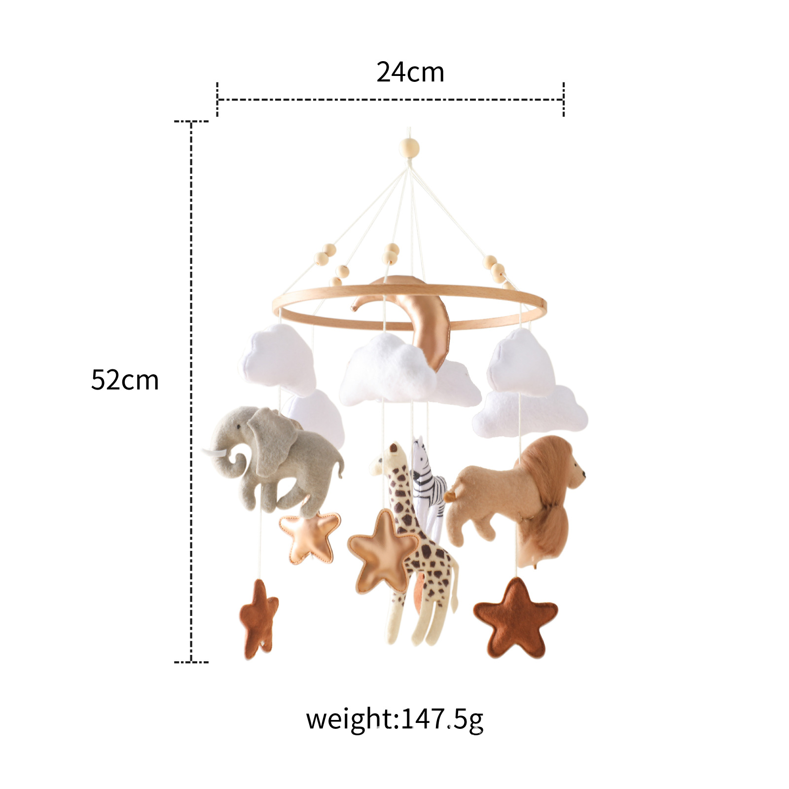 Baby Nursery Crib - ホット販売北欧手作りフェルトジャングルサファリベビーベッドモバイル動物ベッドベルぶら下げおもちゃ保育園の装飾シャワーギフト