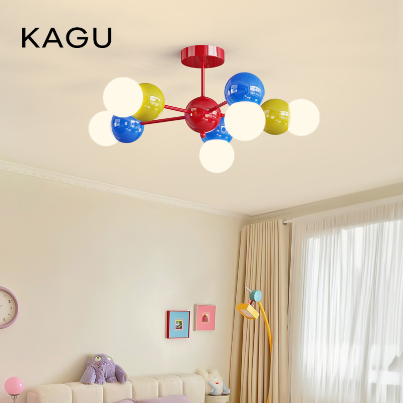 Baby Nursery Light Fixture - KAGU バブルボールシャンデリア - カラフルな LED シーリングライト、子供部屋、保育園、寝室用、ロマンチックで温かみのあるベビー照明器具
