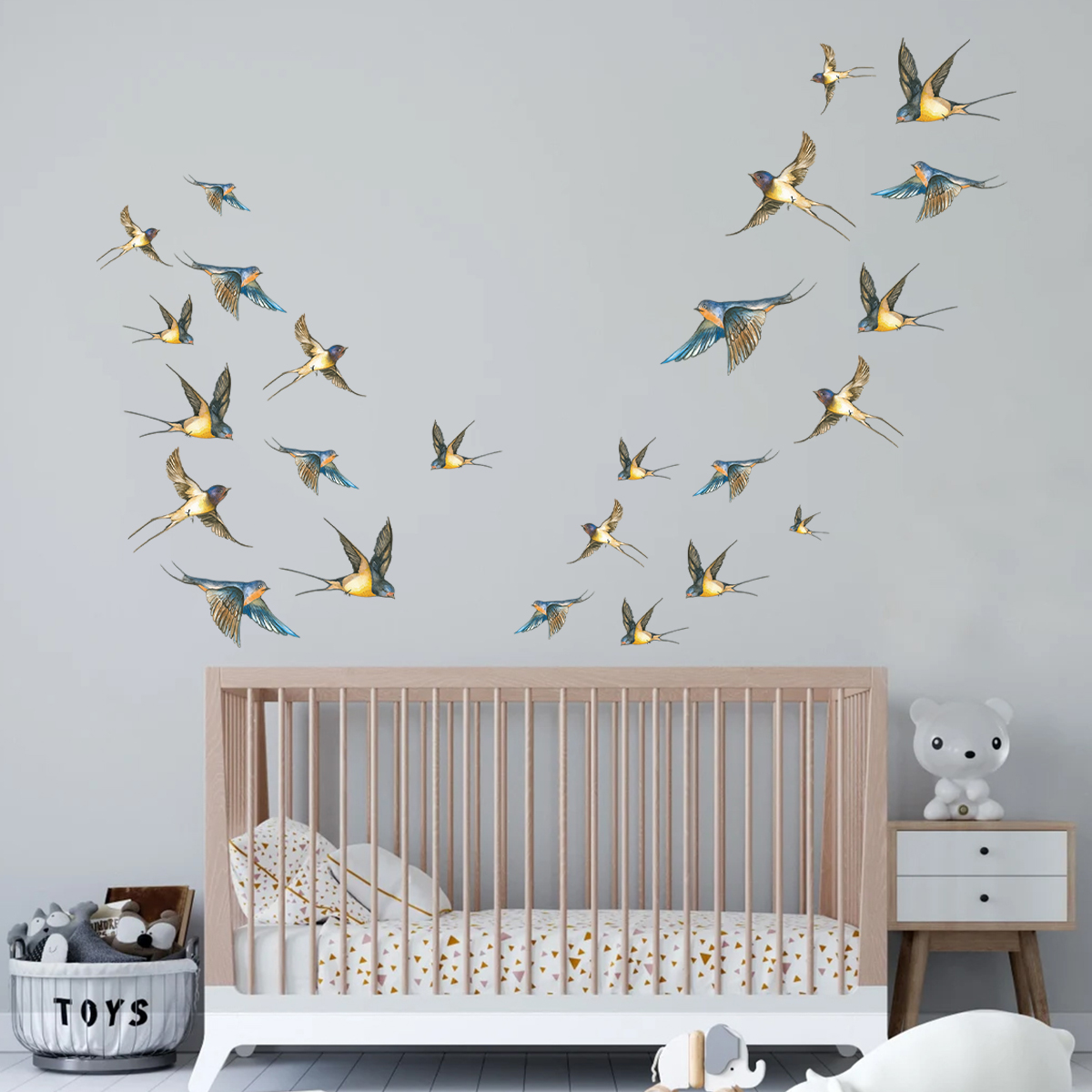 色とりどりの鳥のデザインの水彩ウォールステッカー,家の装飾ア - Baby Nursery Furniture のレビューと価格
