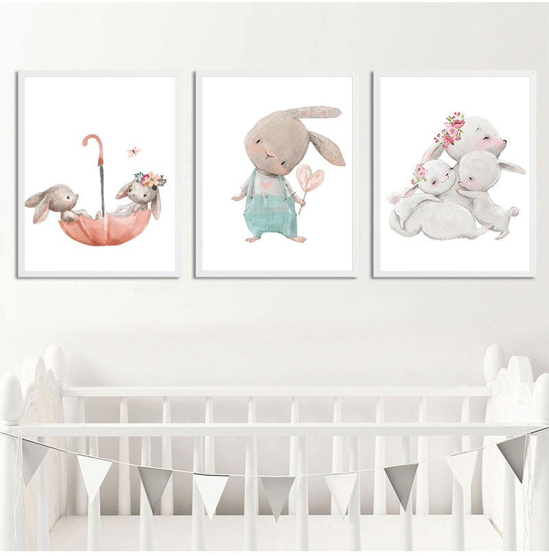 1PC フレームレス装飾アートプリント、クマウサギアートキャ - Baby Nursery Art のレビューと価格