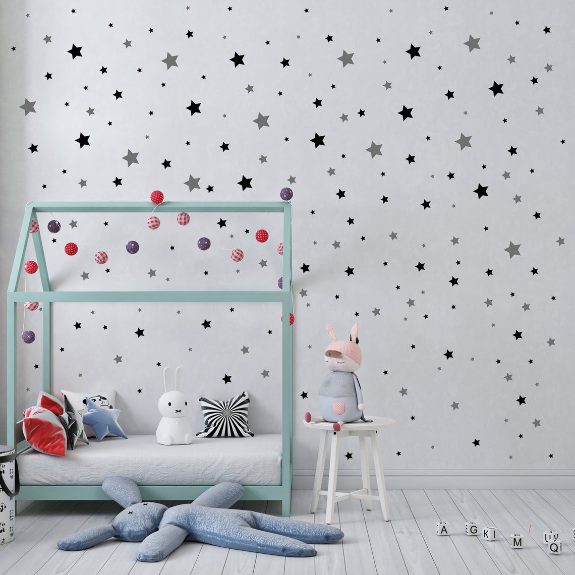 赤ちゃんの部屋のための幾何学的な漫画の壁のステッカー,子供部 - Baby Nursery Furniture のレビューと価格