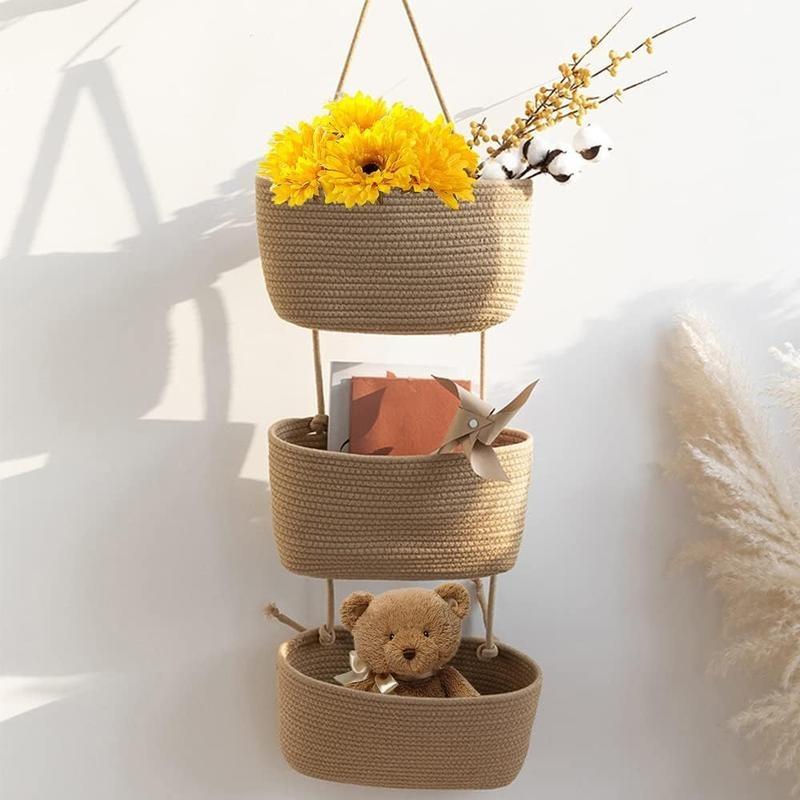 3段式織り綿製吊り下げ収納バスケット、ドア掛けオーガナイザー - Baby Nursery Laundry Basket のレビューと価格