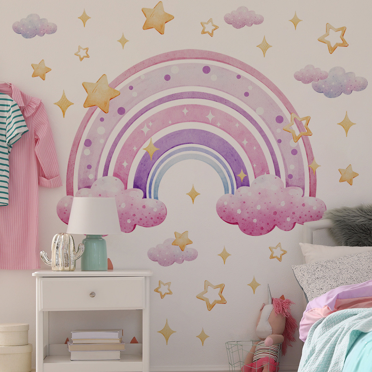 取り外し可能な漫画のステッカー,子供部屋の背景の壁画,カラフ - Baby Nursery Wall Art のレビューと価格