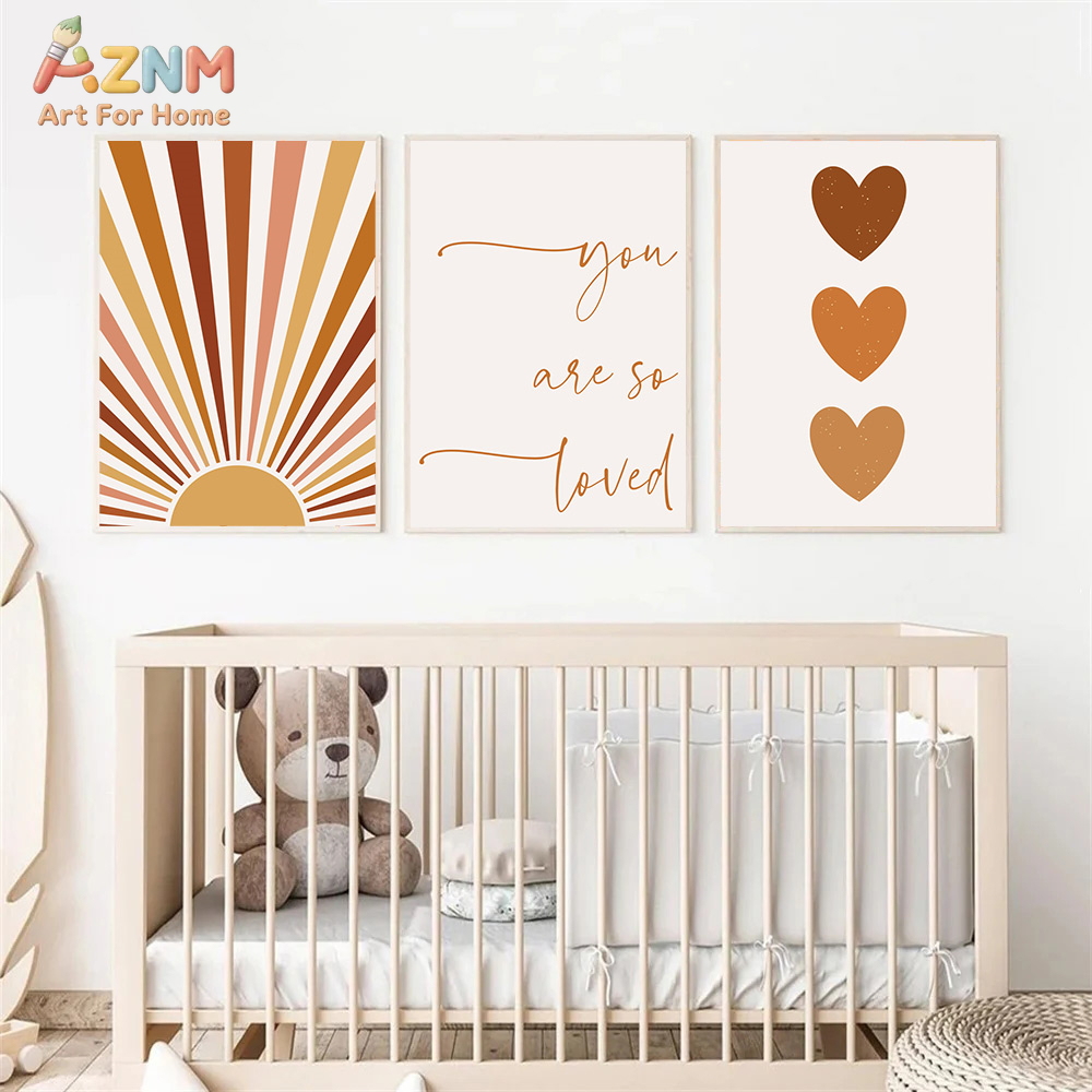 AZNM ボヘミアン サンムーン レインボー キャンバス ウ - Baby Nursery Wall Art のレビューと価格