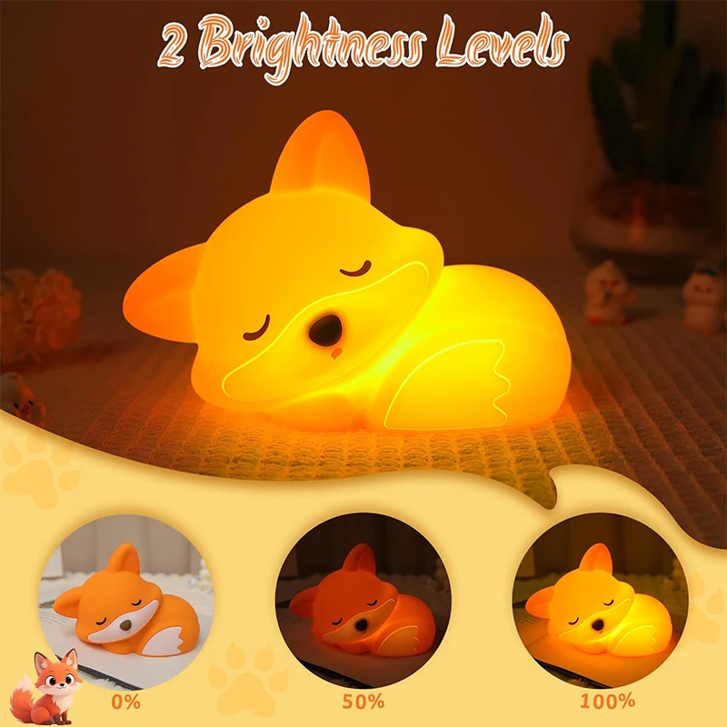 かわいいキツネの動物ナイトライトシリコン保育園用睡眠ランプタ - Baby Nursery Equipment のレビューと価格