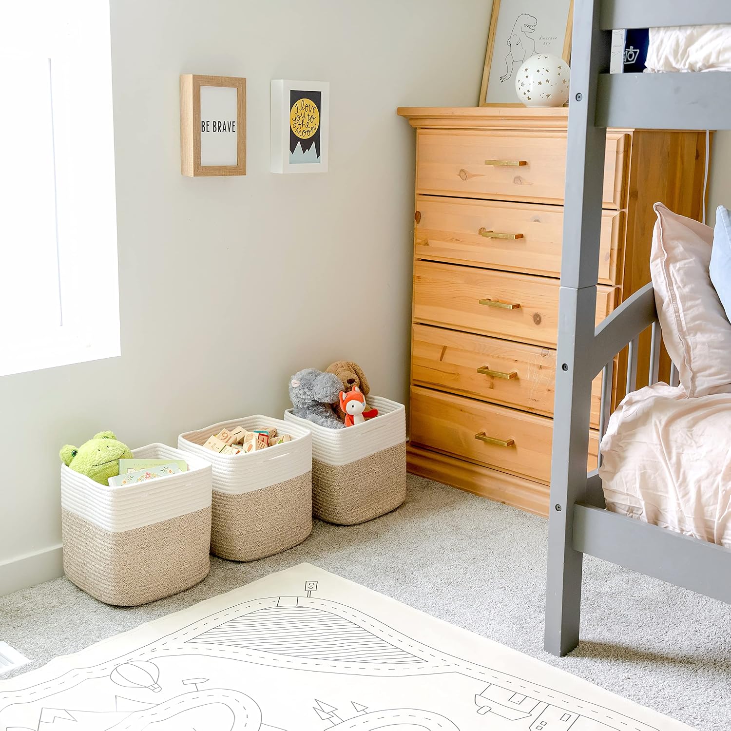 収納キューブ 11インチ コットンロープ編みバスケット 整理 - Baby Nursery Shelves のレビューと価格