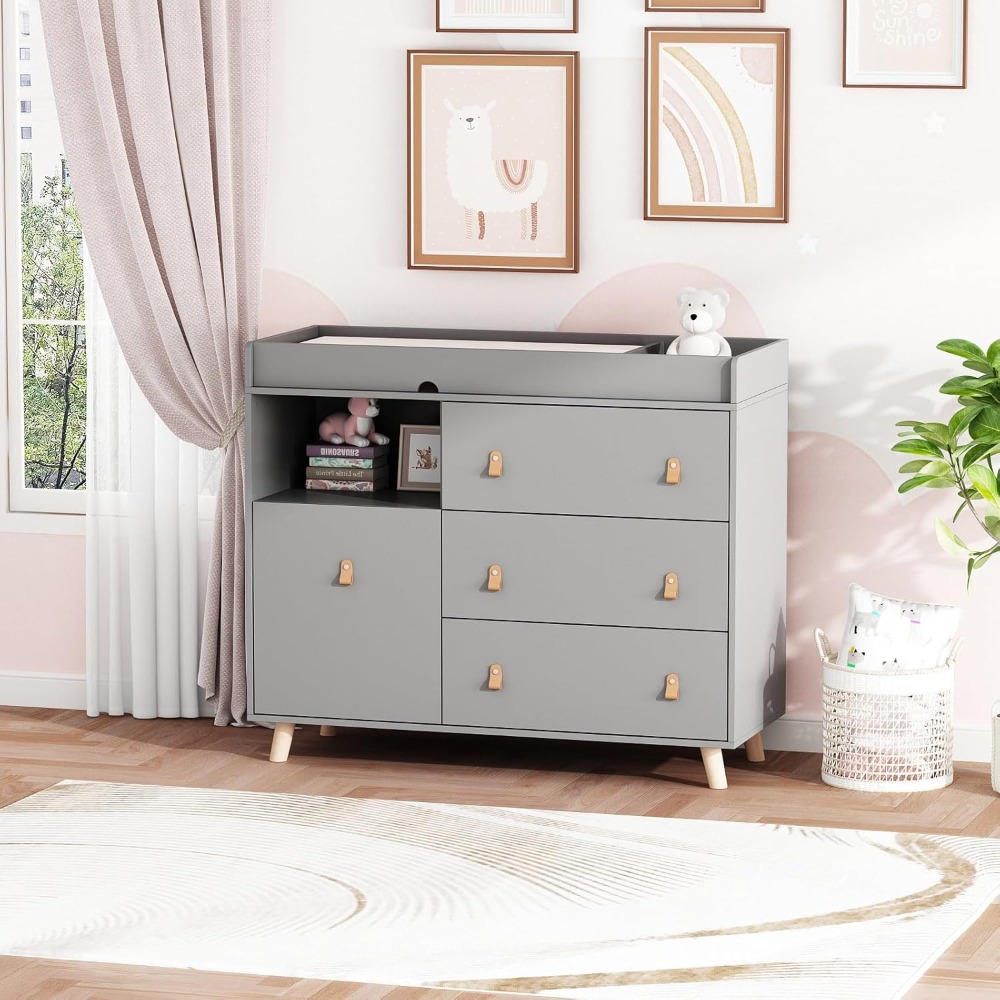 ベビードレッサー兼おむつ交換台、2in1ナーサリーチェスト、 - Baby Nursery Laundry Basket のレビューと価格