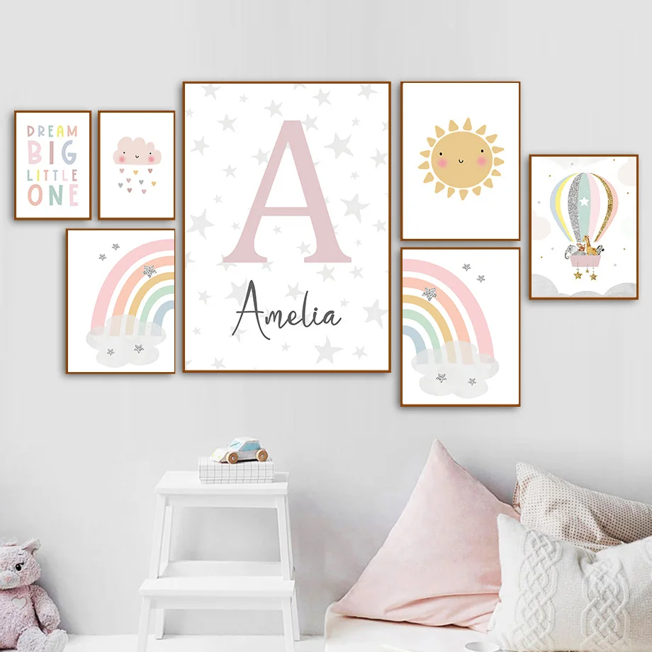 キリン象熱気球太陽虹保育園北欧ポスターやプリント壁アートキャ - Baby Nursery Wall Art のレビューと価格