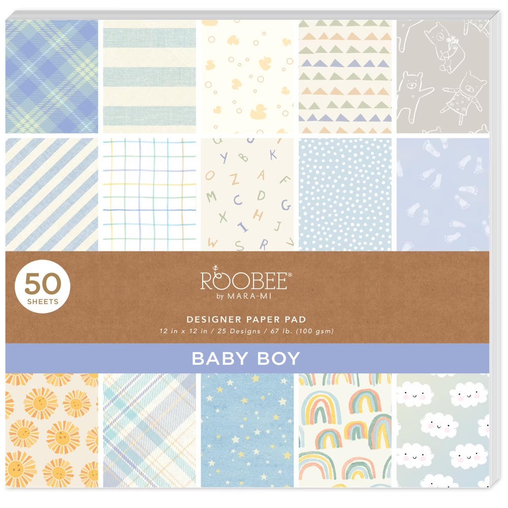 スクラップブック用紙パッド 12x12 50枚 25デザイン - Baby Nursery Themes Boy のレビューと価格