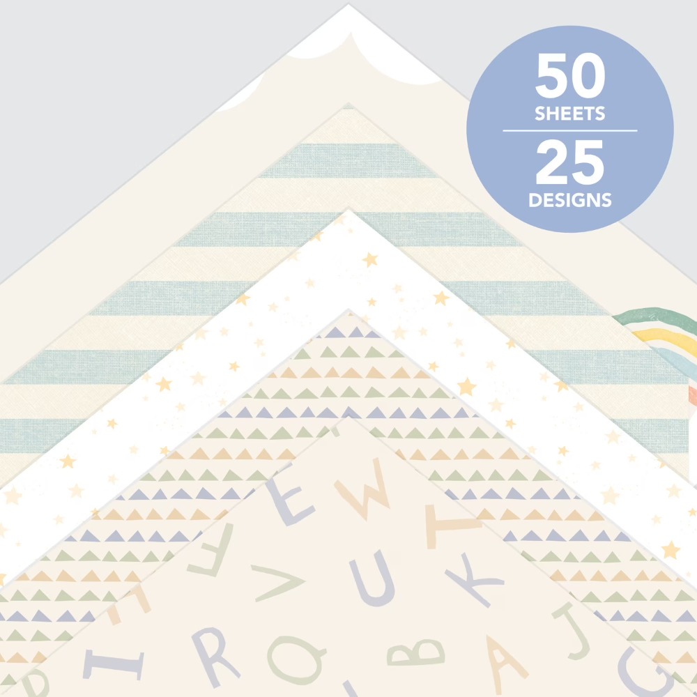 スクラップブック用紙パッド 12x12 50枚 25デザイン - Baby Nursery Themes Boy のレビューと価格