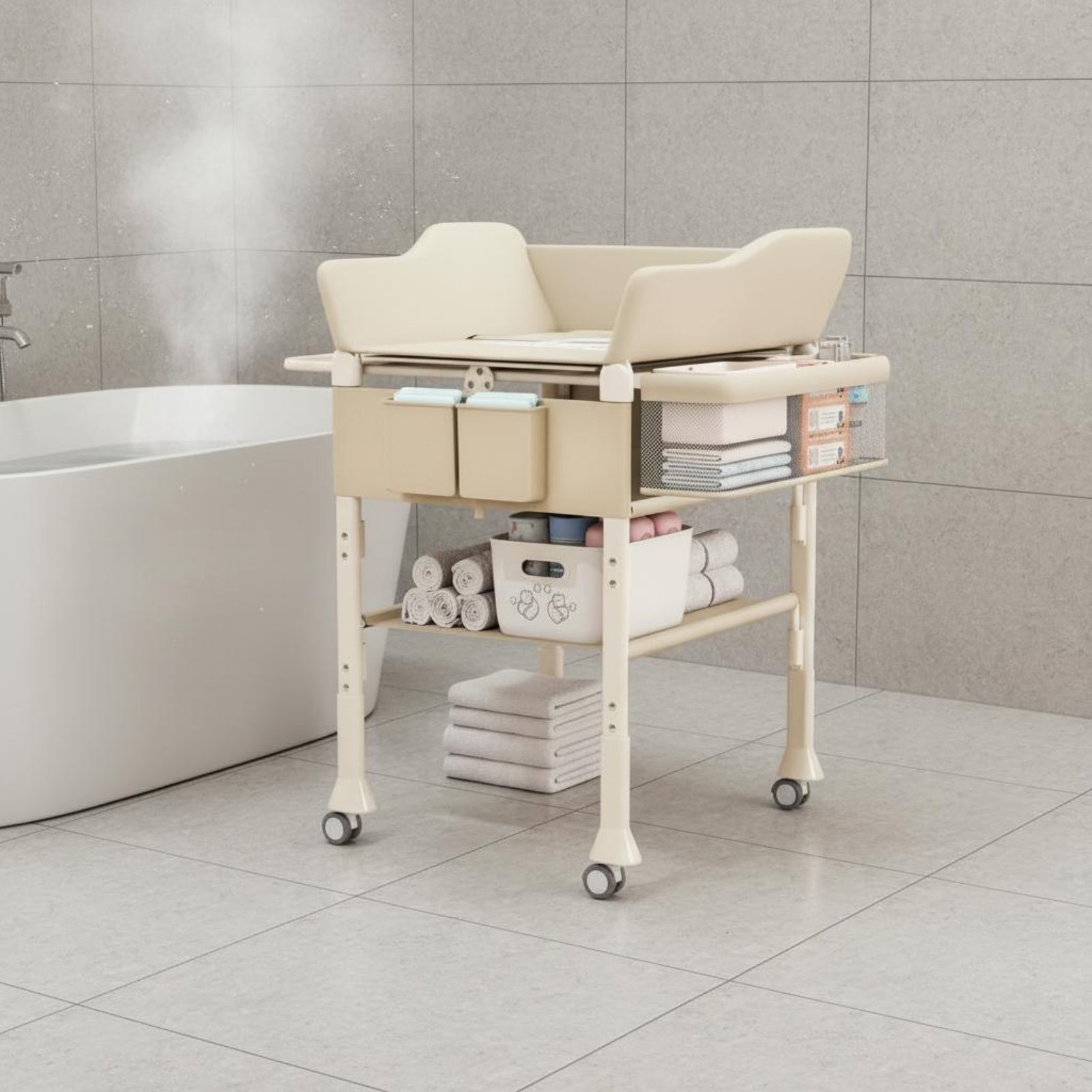 ベビーバス＆おむつ替え台コンボ 2in1 高さ調節可能 ベビ - Baby Nursery Furniture のレビューと価格