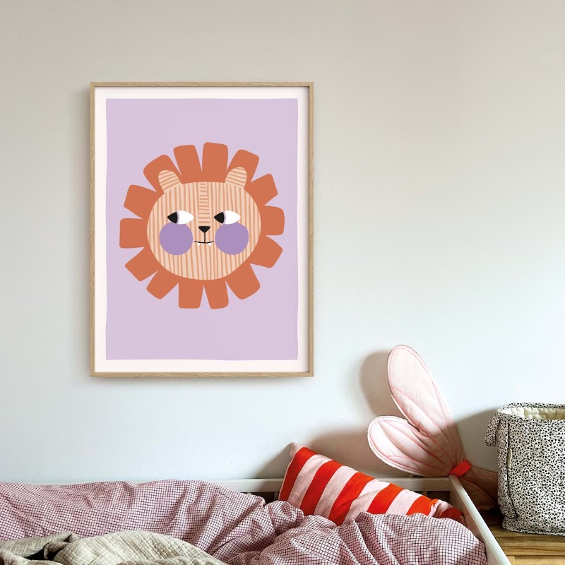 漫画かわいい動物イラストポスター犬猫マウスライオンユニコーン - Baby Nursery Wall Art のレビューと価格
