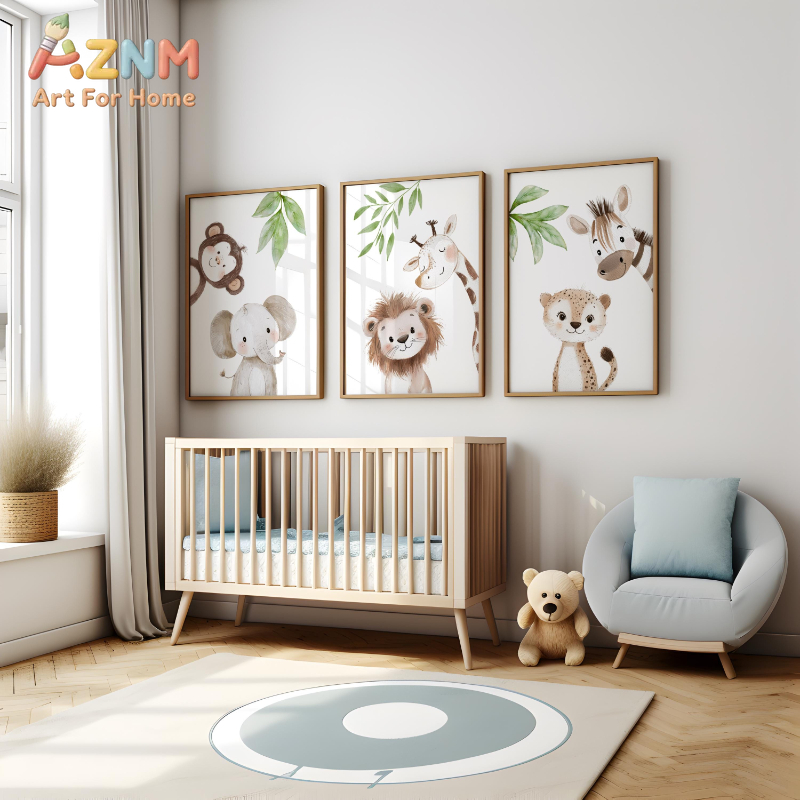 1枚/3枚入り サファリアニマル保育園プリント |   ジャ - Baby Nursery Jungle Theme のレビューと価格