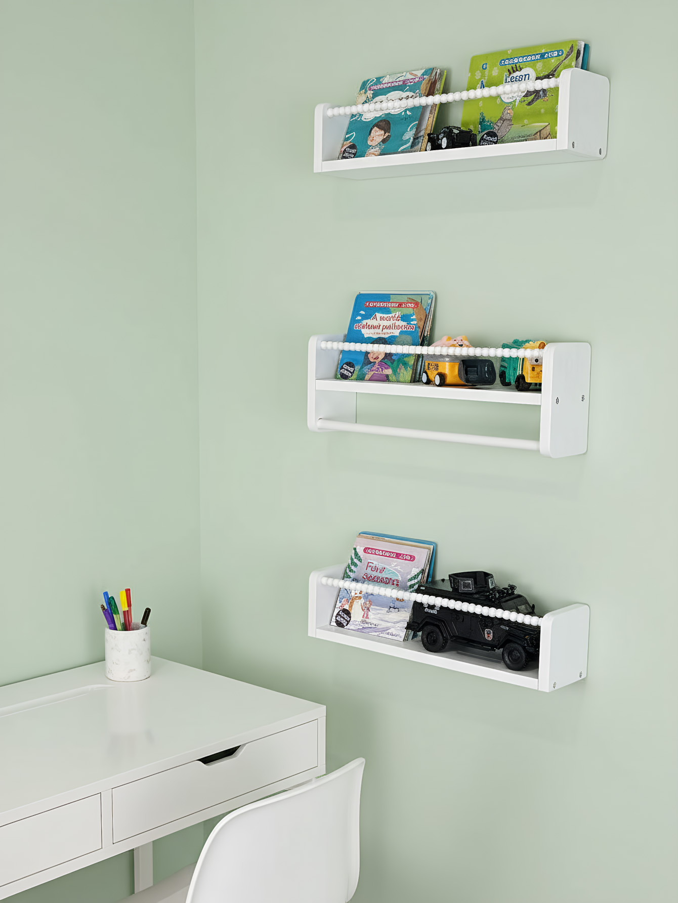 保育園用本棚、15.7インチ木製壁掛け本棚3個セット、ベビー - Baby Nursery Shelves のレビューと価格