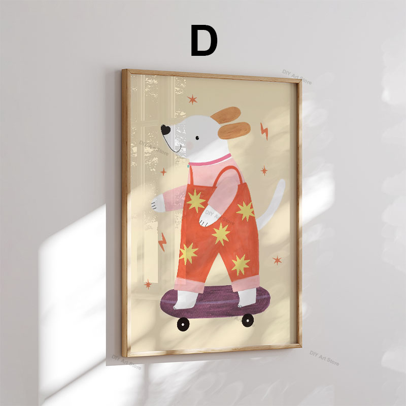 面白い漫画の動物の保育園用ウォールアートキャンバス絵画、クマ - Baby Nursery Art のレビューと価格