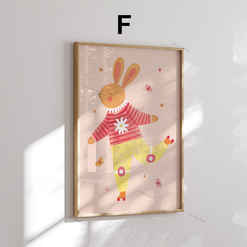 面白い漫画の動物の保育園用ウォールアートキャンバス絵画、クマ - Baby Nursery Art のレビューと価格