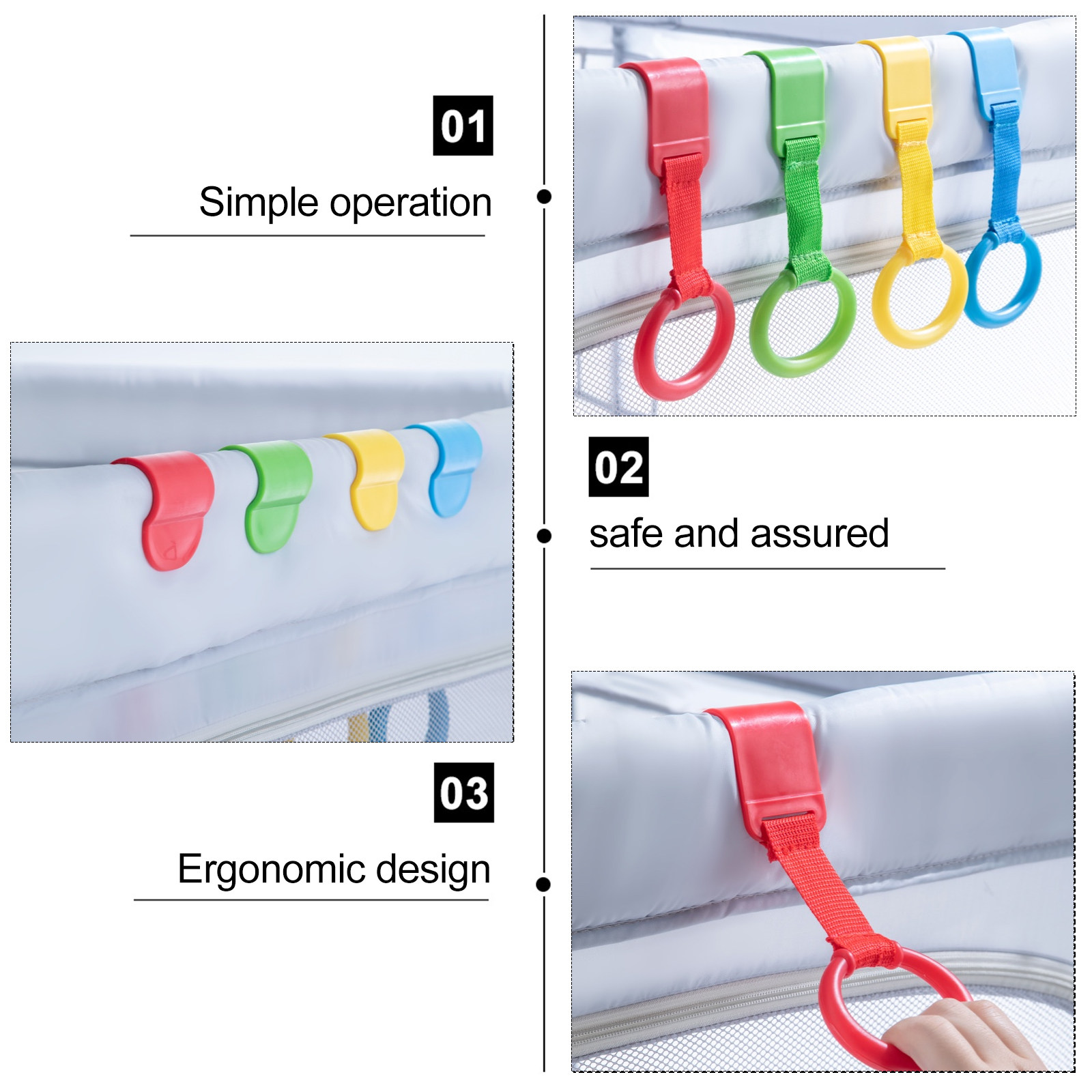 4個入りベビーベッドリング、ベビーベッド用手持ちリング、強力 - Baby Nursery Crib のレビューと価格
