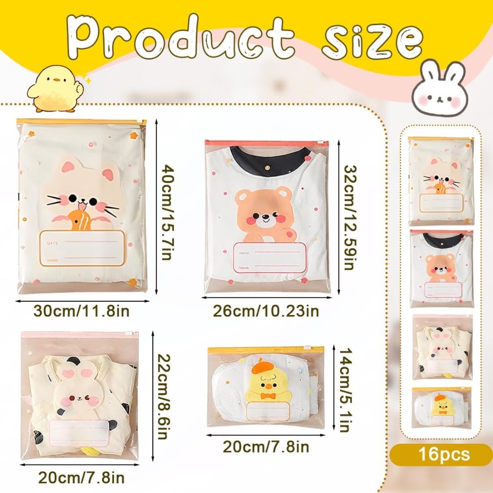 5 個の漫画マルチサイズベビー服収納袋防水密封ポータブルおむ - Baby Nursery Uniform のレビューと価格