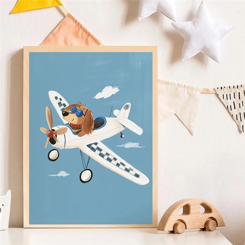 犬 飛行機 ライオン 車内 動物 スケートボード タイガー  - Baby Nursery Wall Art のレビューと価格