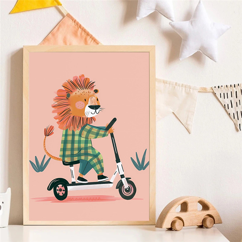 犬 飛行機 ライオン 車内 動物 スケートボード タイガー  - Baby Nursery Wall Art のレビューと価格