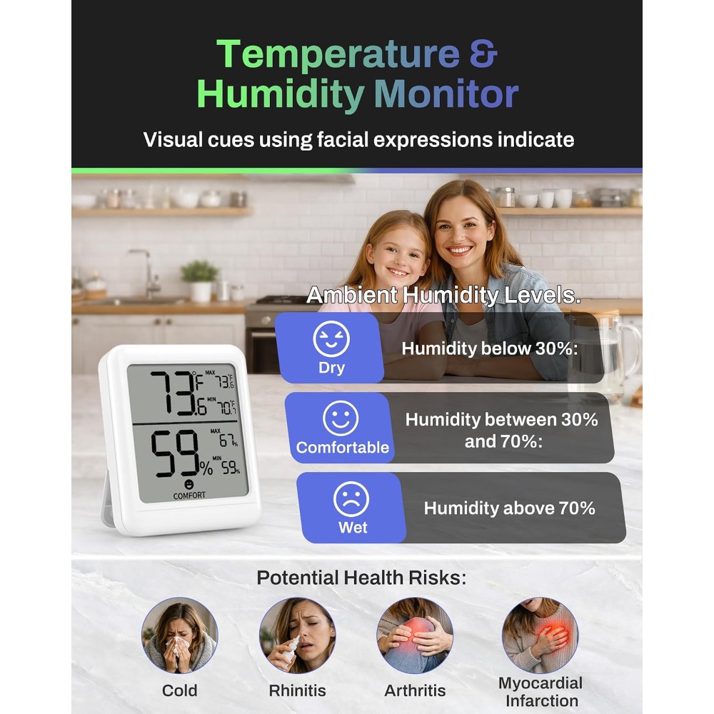 デジタル湿度計 大型LCDディスプレイ付き室内温度計 家庭、 - Baby Nursery Temperature のレビューと価格