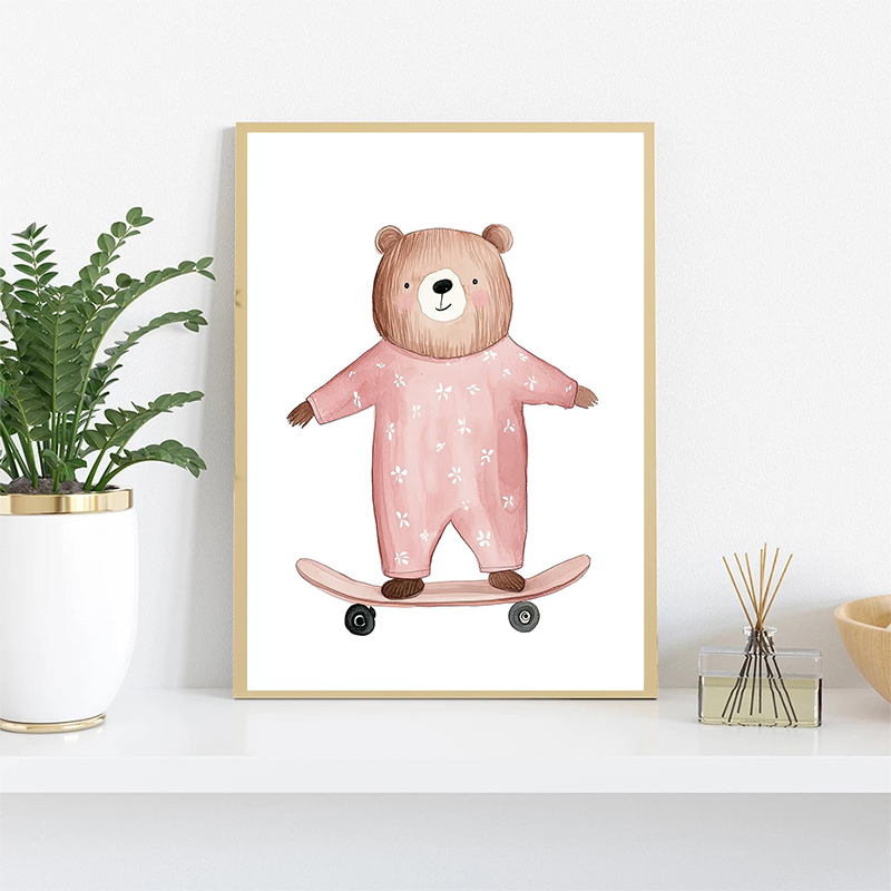 かわいい水彩ユニコーンマーメイドラマガチョウ鹿クマポスターキ - Baby Nursery Wall Art のレビューと価格