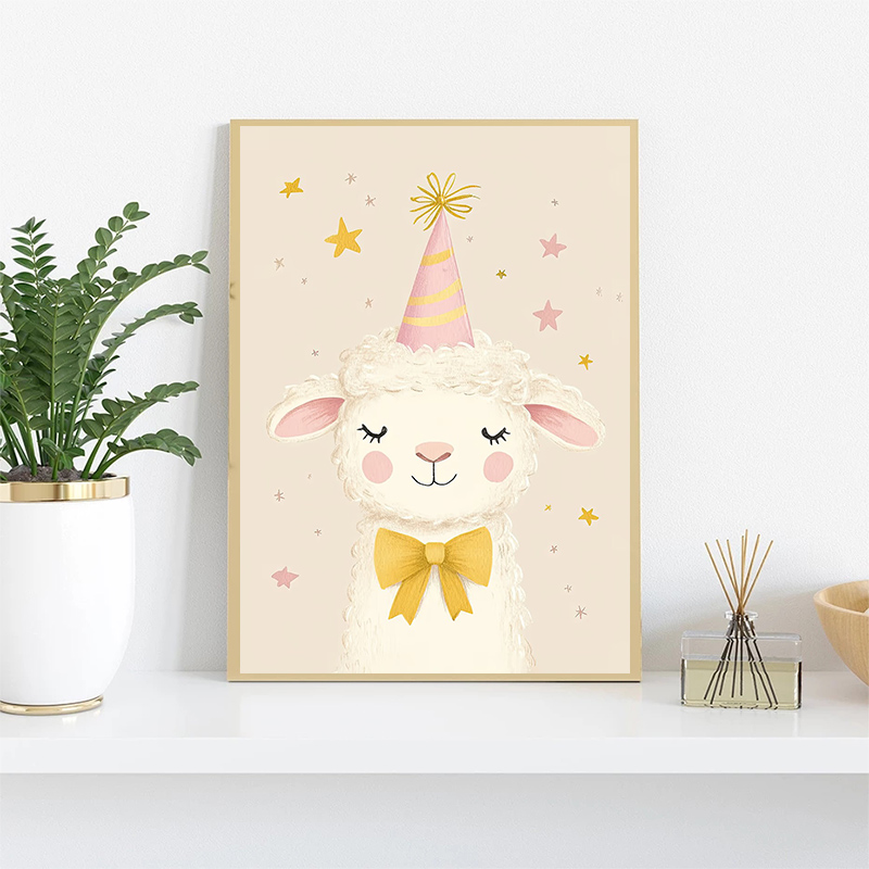 かわいい水彩ユニコーンマーメイドラマガチョウ鹿クマポスターキ - Baby Nursery Wall Art のレビューと価格