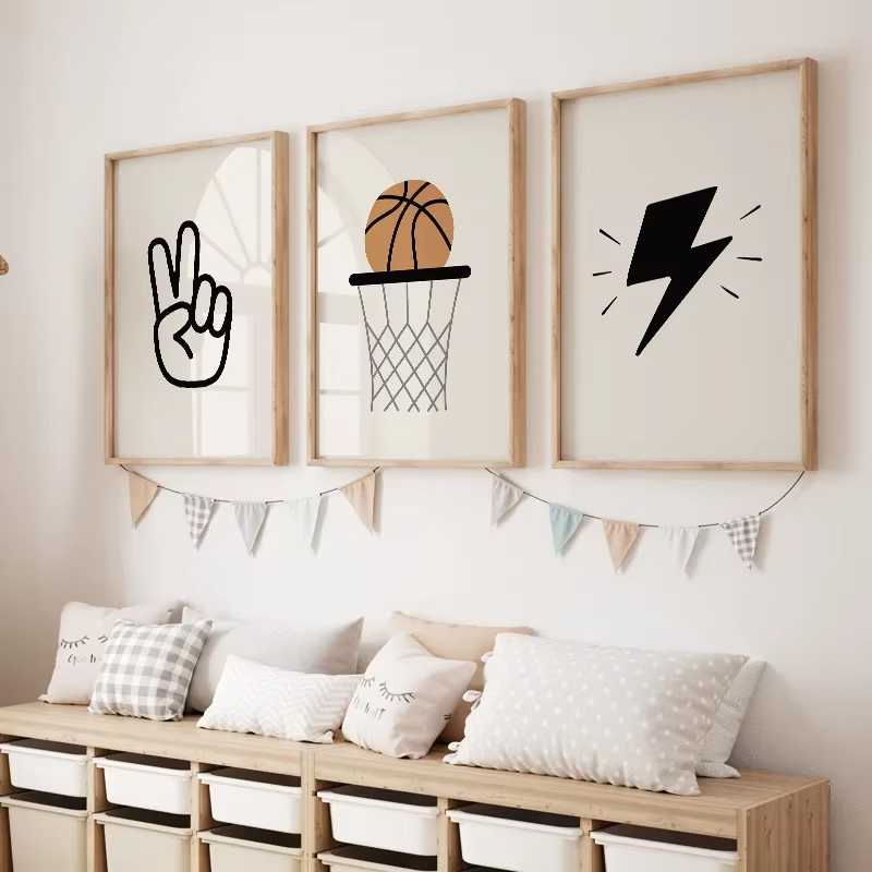 シンプルな少年バスケットボールスケートボードスポーツ子供ポス - Baby Nursery Art のレビューと価格