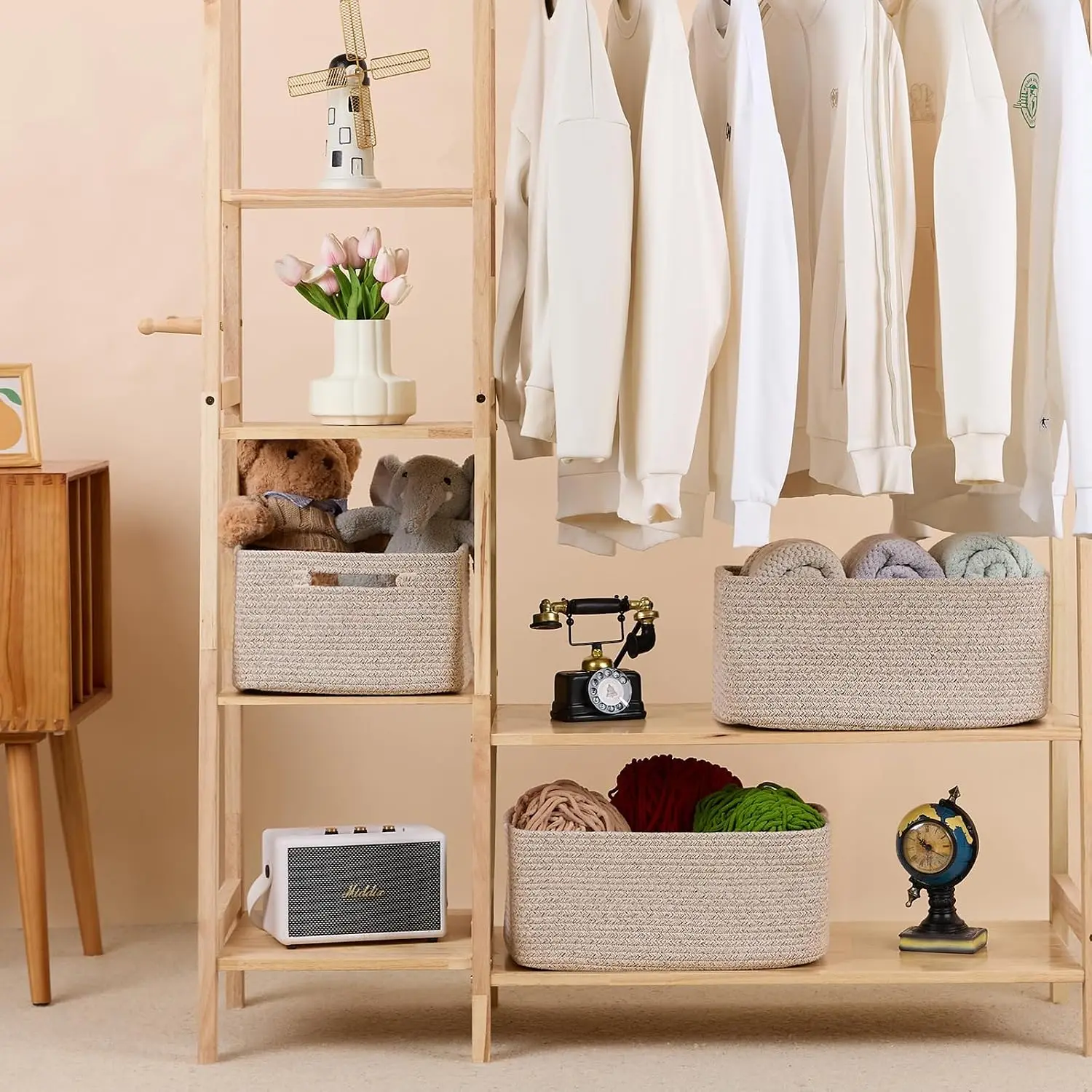 棚用大型収納バスケット、衣類、毛布、タオル用のクローゼットオ - Baby Nursery Shelves のレビューと価格