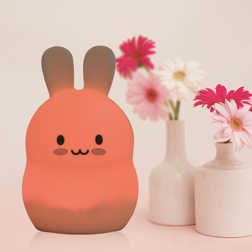 タッチセンサーウサギナイトライトリモコン9色LED調光可能タ - Baby Nursery Egg Light のレビューと価格