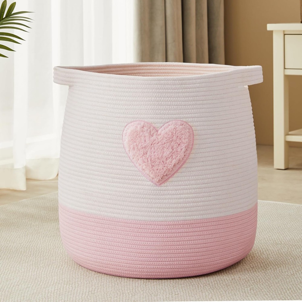 ピンクのランドリーバスケット、子供用女の子用ブランケットバス - Baby Nursery Girl のレビューと価格