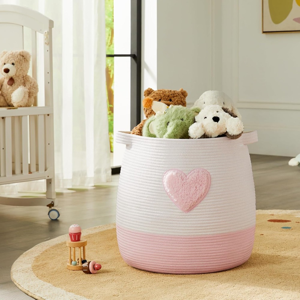 ピンクのランドリーバスケット、子供用女の子用ブランケットバス - Baby Nursery Girl のレビューと価格