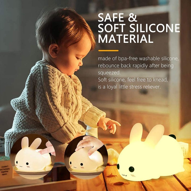 LED ウサギナイトライトリモコン調光可能な RGB 充電式 - Baby Nursery Egg Light のレビューと価格