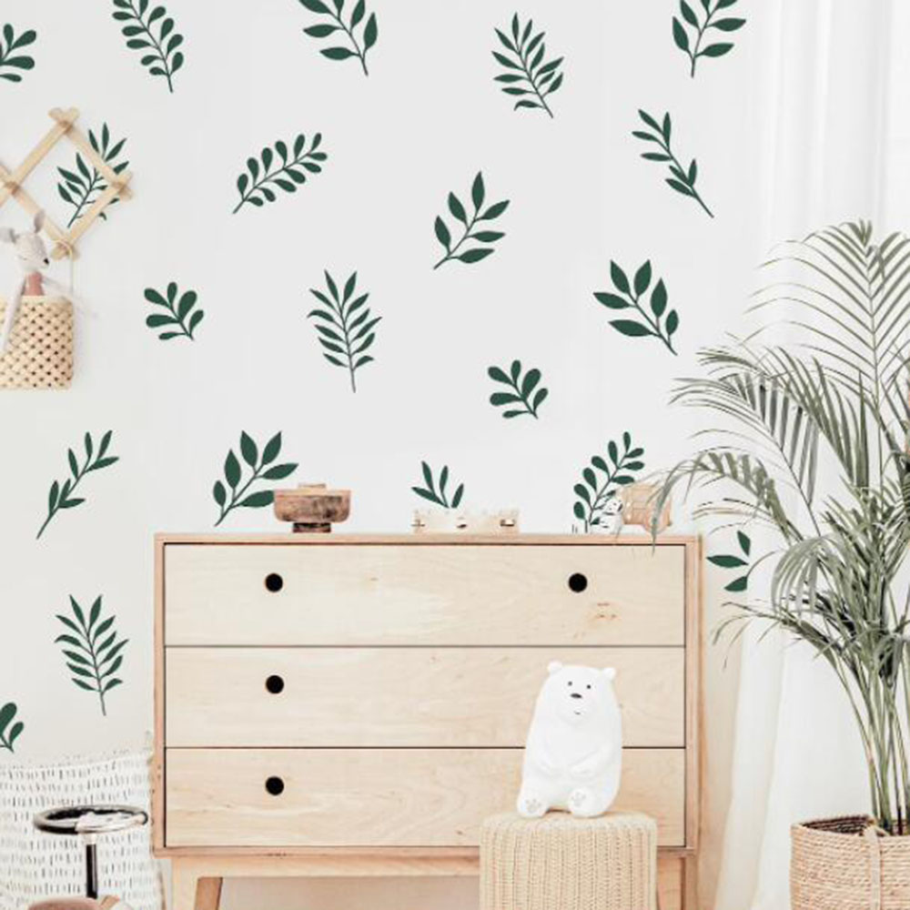 41 個植物の葉の壁のステッカープレイルーム寝室自然植物木の - Baby Nursery Furniture のレビューと価格