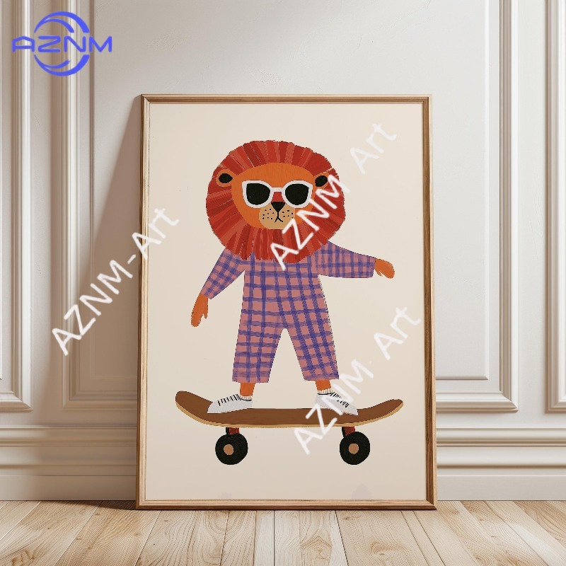 1PC 面白い動物スケートボードポスタートレンディなガチョウ - Baby Nursery Wall Art のレビューと価格