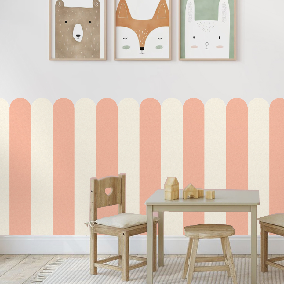 マルチカラー縦ストライプアーク壁紙保育園子供壁アートキッズル - Baby Nursery Wall Art のレビューと価格
